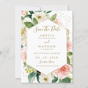 Modern erröten GoldblumenWatercolor Save the Date