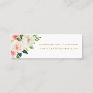 Modern   erröten rosa Blumen-Goldhochzeits-Websit Mini Visitenkarte