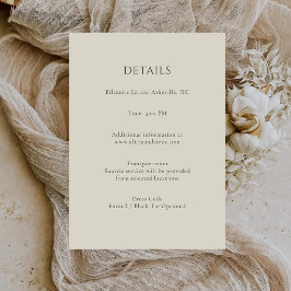 Modern Estate Details Card | Elegant Minimalist Begleitkarte