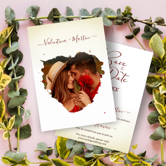 Modern Eternal Love Brustroke Photo Heart Wedding (Von Creator hochgeladen)