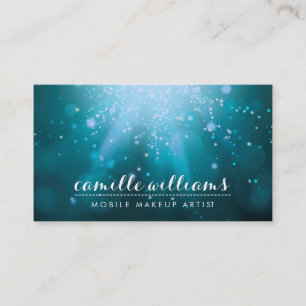 MODERN ETHEREAL BOKEH whimsical magic aqua blue Visitenkarte