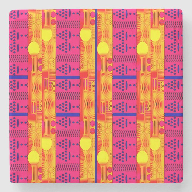 Modern Ethnic Geometric  Steinuntersetzer (Vorderseite)