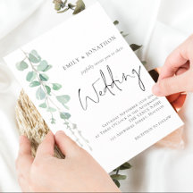 Modern Eucalyptus Elegant Script Sage Wedding