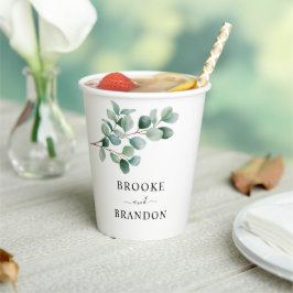 Modern Eucalyptus Greenery Wedding Pappbecher