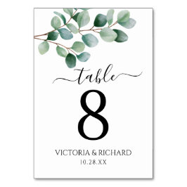 Modern Eucalyptus Greenery Wedding Tischnummer