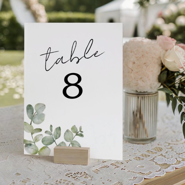 Modern Eucalyptus Watercolor Wedding Table Number Tischnummer (Von Creator hochgeladen)