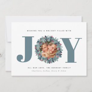 Modern Eukalyptus Foto Typografie Weihnachtskarte Karte