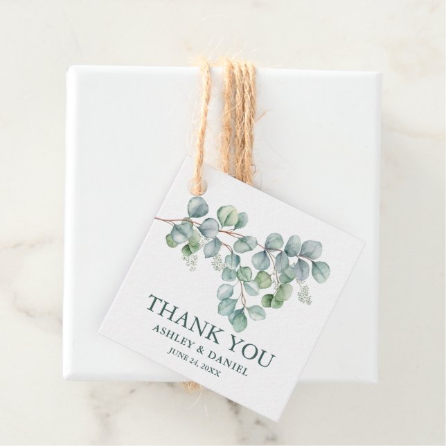 Modern Eukalyptus Greenery Danke für Ihre Hochzeit Geschenkanhänger (Beispiel)