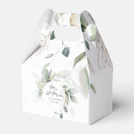 Modern Eukalyptus Greenery Gold Mr. & Mrs. Favor Geschenkschachtel