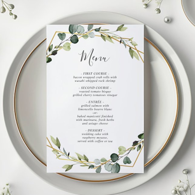 Modern Eukalyptus Wreath Wedding Boho Dinner Menu (Von Creator hochgeladen)