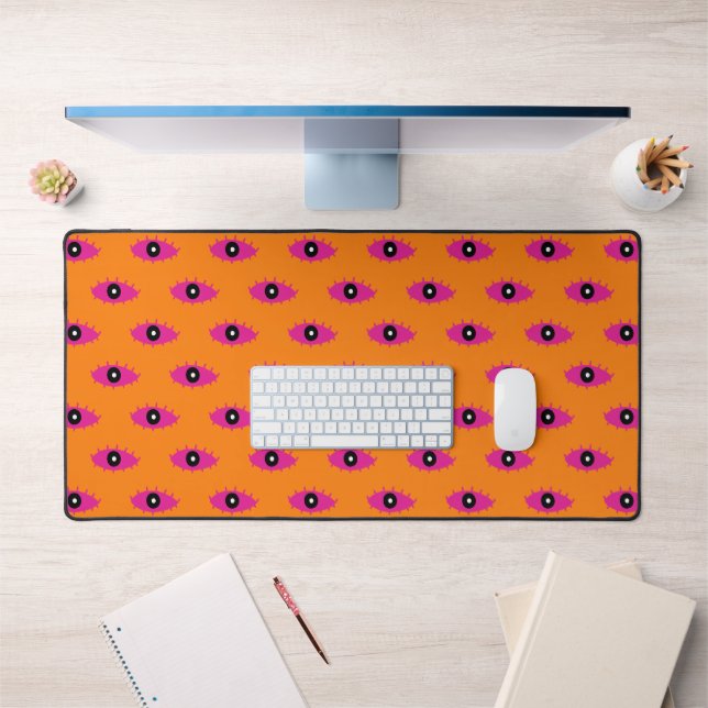 Modern Evil Eye Muster Burnt Orange BOHO Chic Schreibtischunterlage (Büro 1)