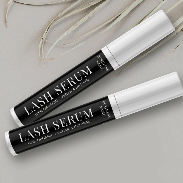 Modern Eyelash Beauty Product Mascara Tube Label Etiketten (Minimal beauty product tube wrap around labels in black and white - great for lash and brow products)
