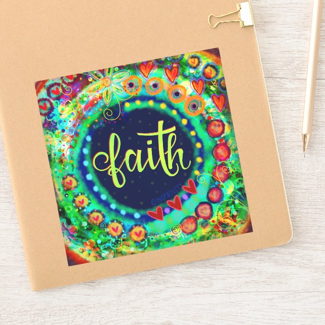 Modern Faith Green Boho Whimsical Fun Inspirivity Aufkleber (Notizbuch)