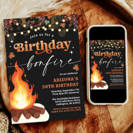 Modern Fall Bonfire Geburtstag, Bonfire Bash Einladung