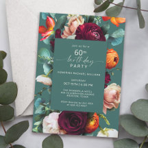 Modern Fall Floral Aquamarin 60. Geburtstagsparty