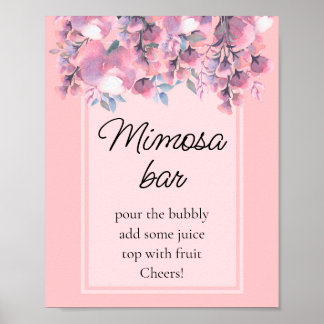 Modern Fall Floral Dusty Rose Mimosa Bar Poster