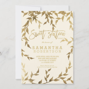 Modern fall gelbe Goldzweig Elfenbein Süße 16 Einladung