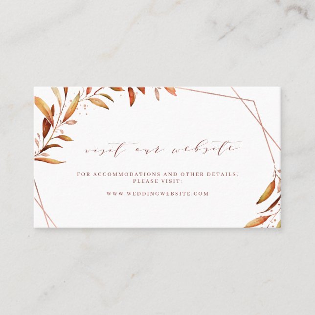 Modern Fall Greenerity Wedding Website Beilage Car Platzkarte (Vorderseite)