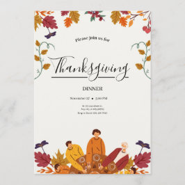 Modern Fall Thanksgiving Dinner Invitation Einladung
