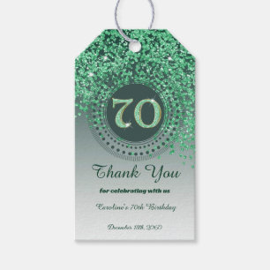 Modern Falling Green Glitzer 70. Geburtstag Geschenkanhänger