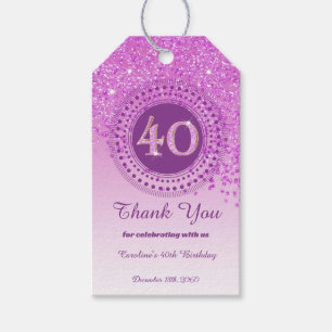 Modern Falling Pink Glitzer 40. Geburtstag Geschenkanhänger