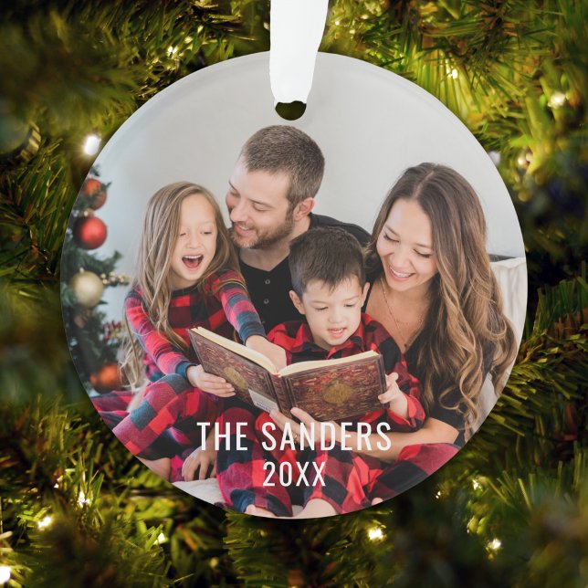 Modern Family Christmas Photo Script, merry  Ornament (Von Creator hochgeladen)