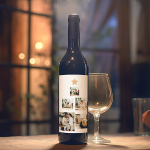 Modern Family Christmas Tree Foto With Star Weinetikett