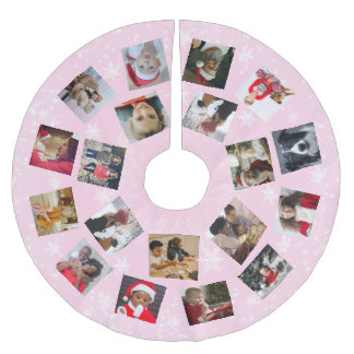 Modern Family Foto Collage Snowflake Weihnachten B Polyester Weihnachtsbaumdecke