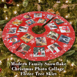 Modern Family Foto Collage Snowflake Weihnachten B Polyester Weihnachtsbaumdecke
