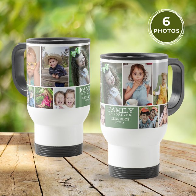 Modern Family Is Forever 10 Photo Collage Green Reisebecher (Von Creator hochgeladen)