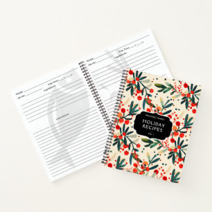 Modern Family Name Holly Berries Holiday Rezept Notizbuch