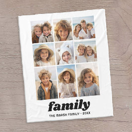 Modern Family Photo Collage 9 Photos White Minimal Fleecedecke