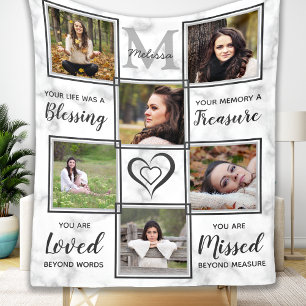 Modern Family Remembrance Keepsake Photo Collage Fleecedecke