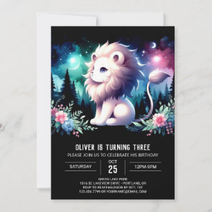 Modern Fantasy Lion Birthday Einladung