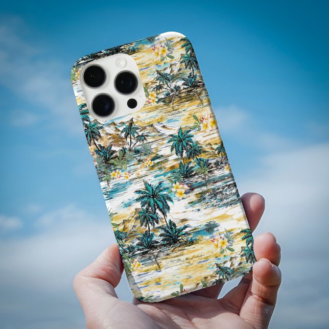 Modern farbenfroh Hawaii Island Palm Gelb Custom iPhone 16 Pro Hülle (Von Creator hochgeladen)