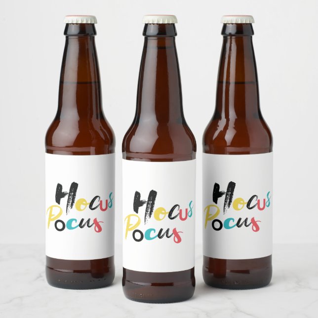 Modern, farbenfroh, lustig, cool, trendig Hocus Po Bierflaschenetikett (Flaschen)