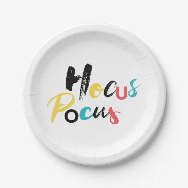 Modern, farbenfroh, lustig, cool, trendig Hocus Po Pappteller (Vorderseite)