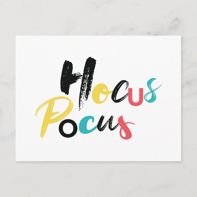 Modern, farbenfroh, lustig, cool, trendig Hocus Po Postkarte (Vorderseite)