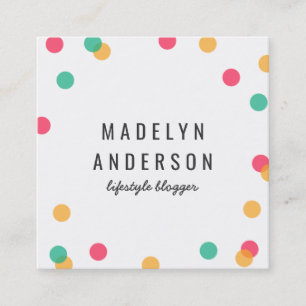 Modern farbenfroh Orange Pink Aquamarin Confetti Quadratische Visitenkarte