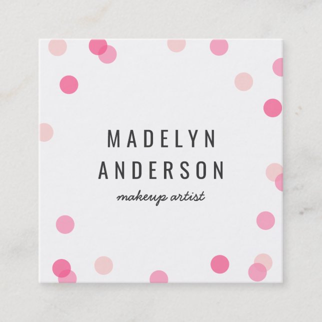 Modern farbenfroh rosa Confetti Quadratische Visitenkarte (Vorderseite)