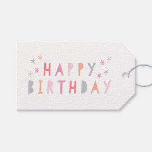 Modern farbenfrohe Happy Birthday Pink Geschenkanhänger