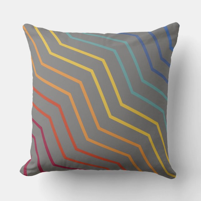 Modern farbenfrohe Zigzag Muster Kissen (Vorderseite)