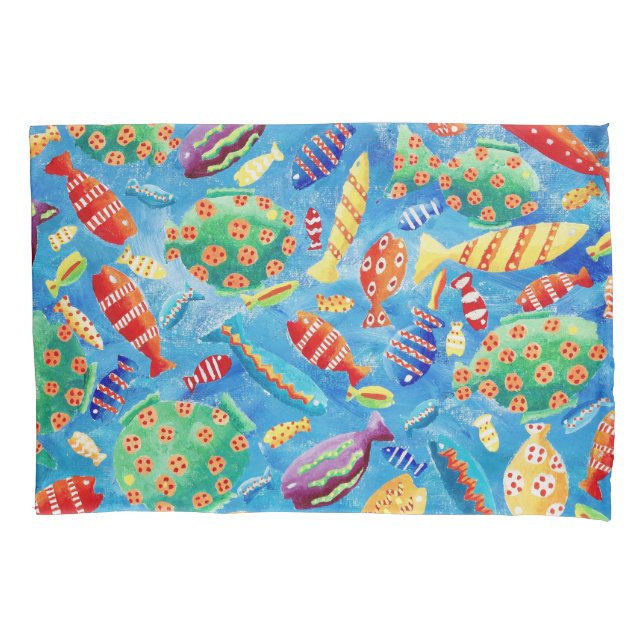 Modern farbenfroher tropischer Fisch Kissenbezug (Vorderseite)