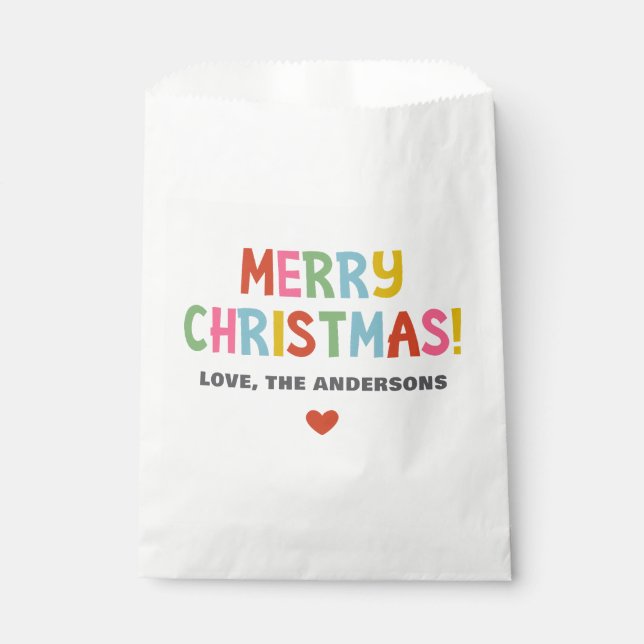 Modern Farbig Frohe Weihnachten Geschenktütchen (Vorderseite)