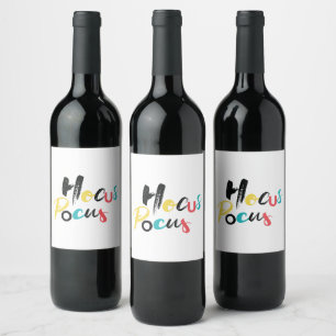 Modern, farbig, lustig, cool, trendig Hocus Pocus Weinetikett