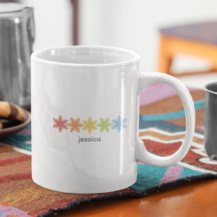 Modern farbige Schneeflocken Weihnachten Kaffeetasse