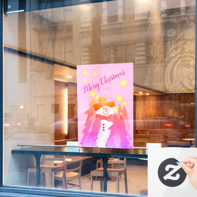 Modern farbiger Schneemann Fensteraufkleber (Café-Fenster)