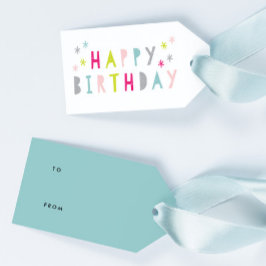 Modern farbiges Glück zum Geburtstag Geschenkanhänger