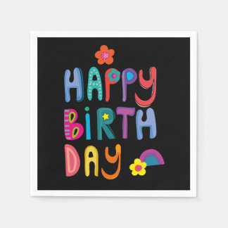Modern farbiges Glück zum Geburtstag Serviette