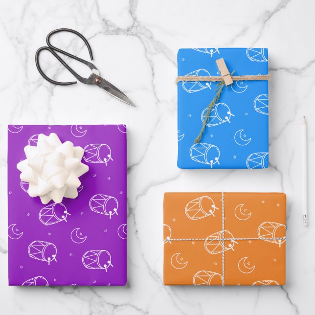 Modern farbiges muslimisches Party Geschenkpapier Set (Vorderseite)